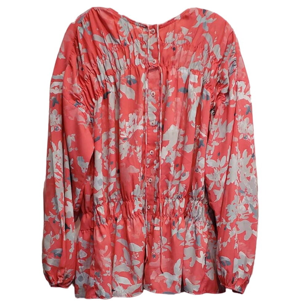 Zapelle Long Sleeve Light Weight Pink Flowy With Elastic Waist Plus Size 2X 20W
